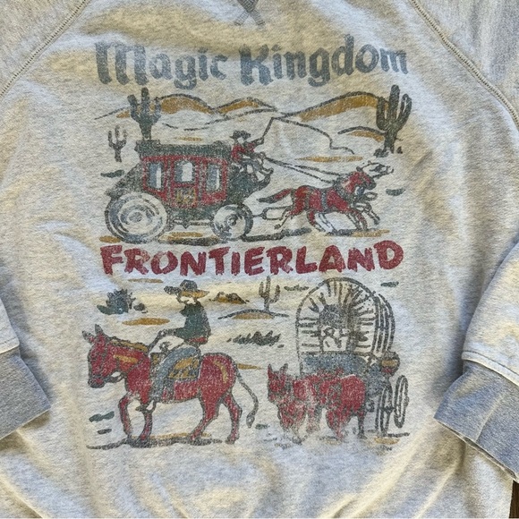 Disney Parks Sweatshirt Womens Small Gray Magic Kingdom Frontierland Junk Food - Picture 2 of 7